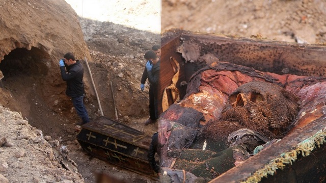İnşaat kazısından içerisinde mumyalanmış ceset bulunan mezar çıktı