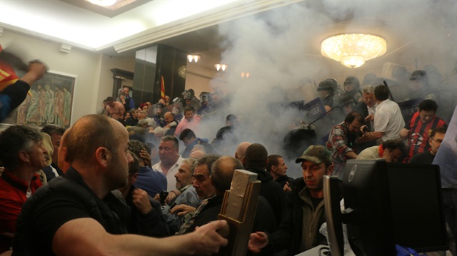 Protesters enter Macedonian Parliament.