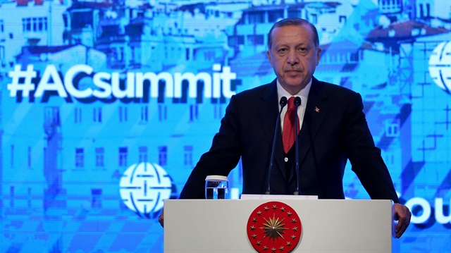 President Erdoğan at the Atlantic Council Summit in Istanbul.