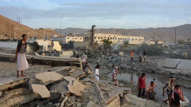 The site of an airstrike in Yemen