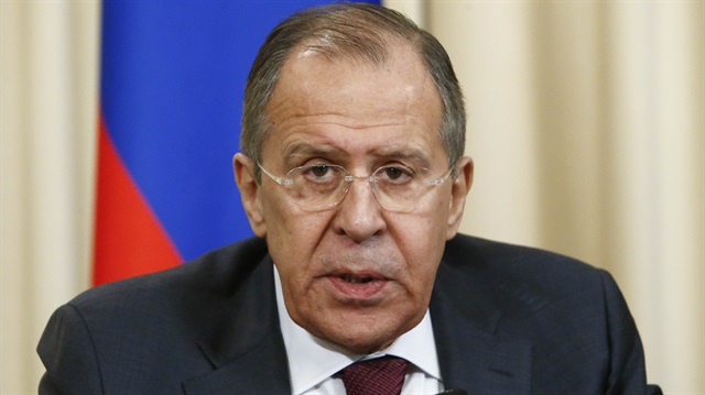 Russian Foreign Minister Sergei Lavrov attends a news conference
