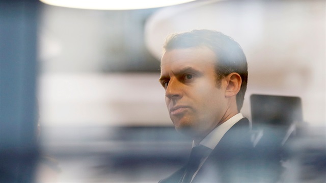Emmanuel Macron, head of the political movement En Marche !, or Onwards !