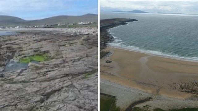 İrlanda'daki bir kumsal, 1984 yılında yaşanan fırtınada sular altında kalmıştı.
