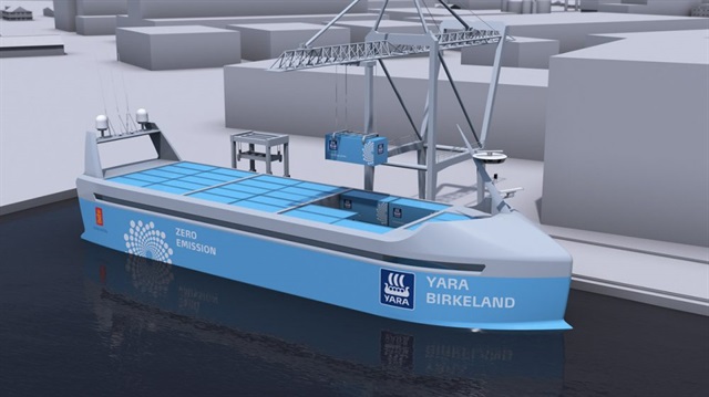 Yara Birkeland adı verilen tamamen elektrikli ve sürücüsüz gemi, lojistik faaliyetlerine kolaylık getirecek.