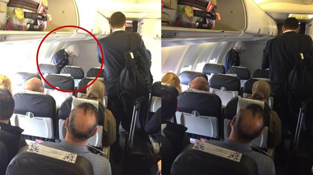 Yolcular, Emine Erdoğan'ın uçağa bindiği anlarda bu kareleri kaydetti.