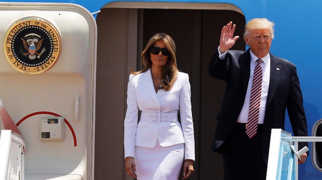 U.S. President Donald Trump and first lady Melania Trump arrive aboard Air Force One at Ben Gurion International Airport in Lod near Tel Aviv, Israel May 22, 2017.