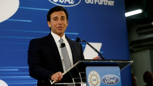 Ford Motor Co. president and CEO Mark Fields makes a major announcement during a news conference at the Flat Rock Assembly Plant in Flat Rock, Michigan, U.S. January 3, 2017.