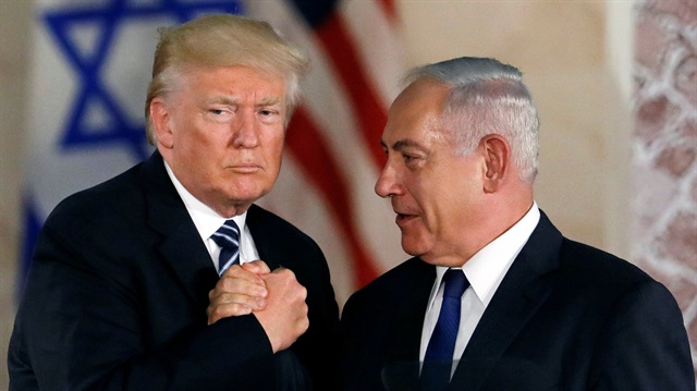 U.S. President Donald Trump and Israeli Prime Minister Benjamin Netanyahu shake hands after Trump's address at the Israel Museum in Jerusalem May 23, 2017.