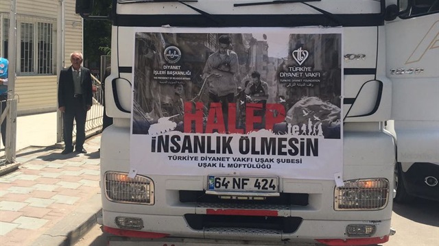 Türkiye Diyanet Vakfı (TDV) Uşak Şubesi tarafından Halep'e 5 kamyon un gönderildi