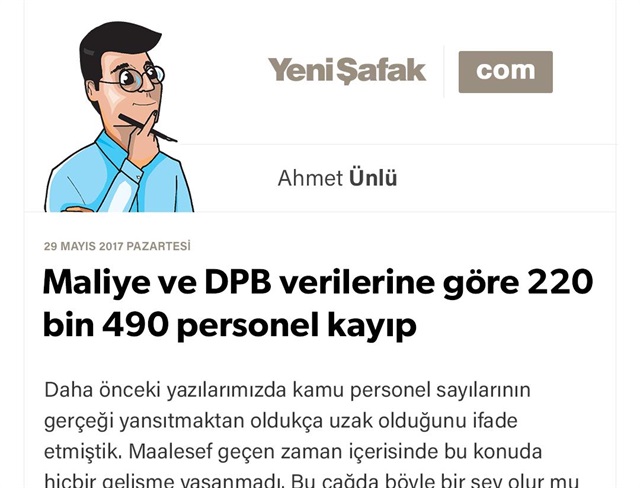Maliye ve DPB verilerine göre 220 bin 490 bin personel kayıp