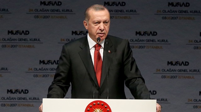 Cumhurbaşkanı Recep Tayyip Erdoğan, Haliç Kongre Merkezi'nde düzenlenen MÜSİAD Genel Kurulu'nda konuştu.  