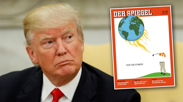 Alman Der Spiegel dergisi Trump'ın iklim anlaşması kararını kapağına taşıdı.