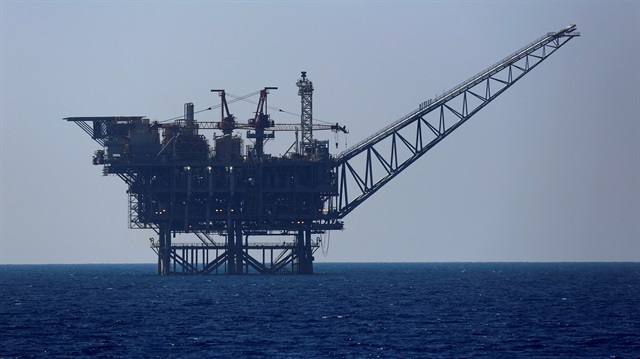 A gas platform is seen in the Mediterranean sea