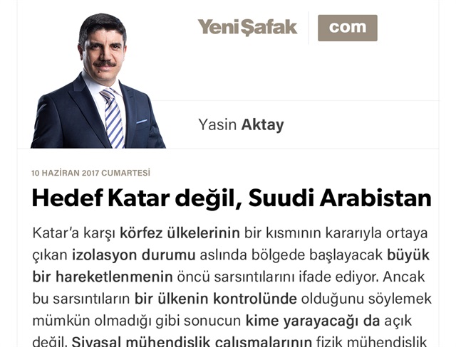 Hedef Katar değil, Suudi Arabistan