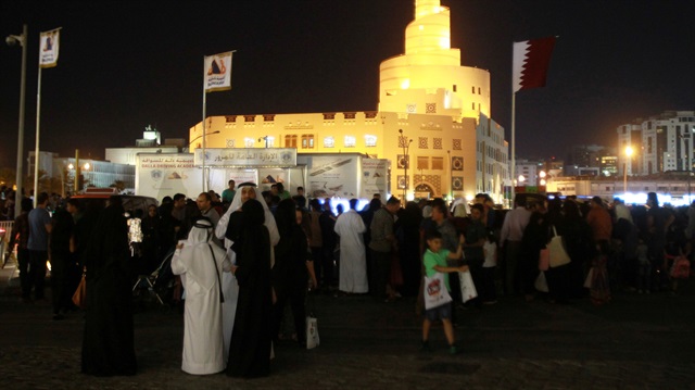 People are seen at Souq Waqif market in Doha, Qatar