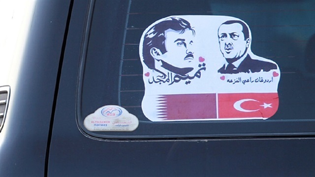 Posters of President Recep Tayyip Erdoğan and Sheikh Tamim bin Hamad al-Thani side by side.