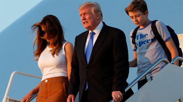 ABD Başkanı Donald Trump eşi Melania Trump ve oğulları Barron Trump