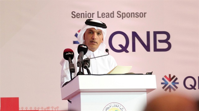 Qatar's finance minister Ali Sherif al-Emadi speaks during the Euromoney Qatar Conference