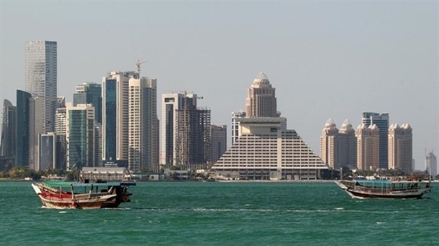  Buildings are seen on a coast line in Doha, Qatar
