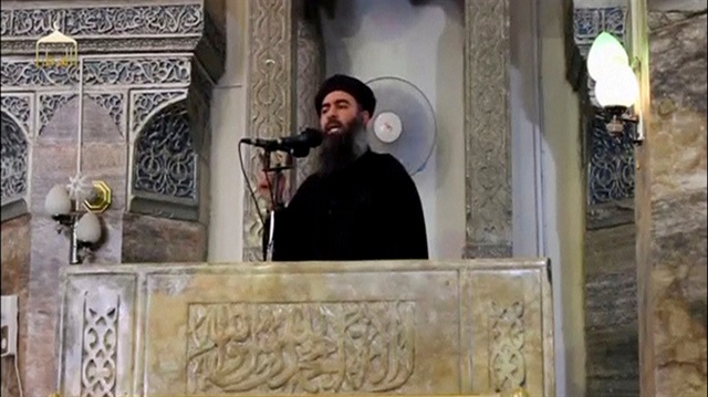 A man purported to be the leader of the terrorist Daesh Abu Bakr al-Baghdadi making what would have been his first public appearance, at a mosque in the centre of Iraq's second city, Mosul, according to a video recording posted on the Internet on July 5, 2014, in this still image taken from video.