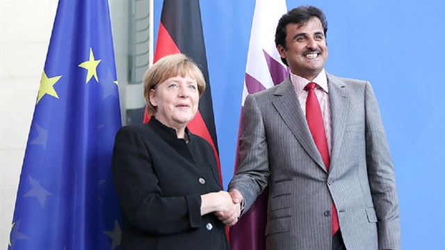 Katar Emiri Al Sani ve Almanya Başbakanı Merkel