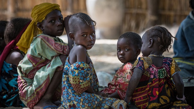 Bada, Kako, 3 years old, and other IDP children in the village of Tagal, Lake Chad region, Chad. Photo: UNICEF