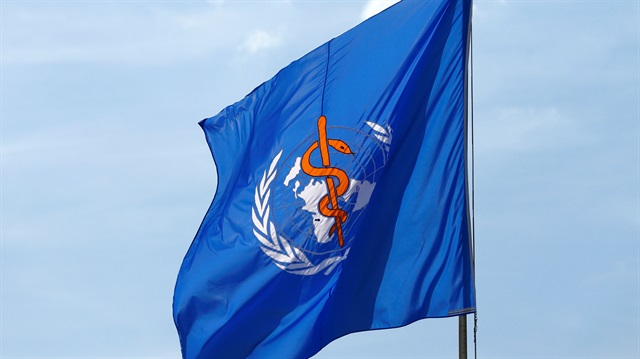 A WHO flag is pictured