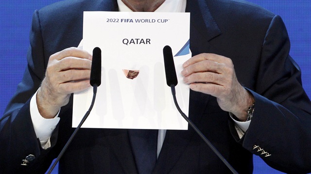 FIFA President Sepp Blatter announces Qatar as the host nation for the FIFA World Cup 2022