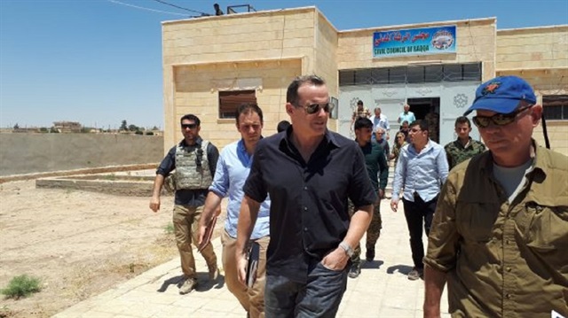 Brett McGurk (C) and several coalition officials met with terrorists in Syria's north. 