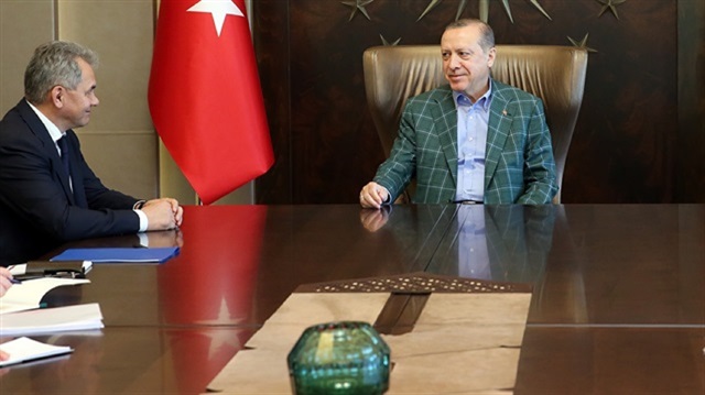 Turkish President Recep Tayyip Erdoğan holds a meeting with Russian Federation’s Defense Minister Sergey Shoygu.