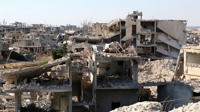 A general view shows damaged buildings in a opposition-held part of the southern city of Deraa, Syria June 22, 2017.