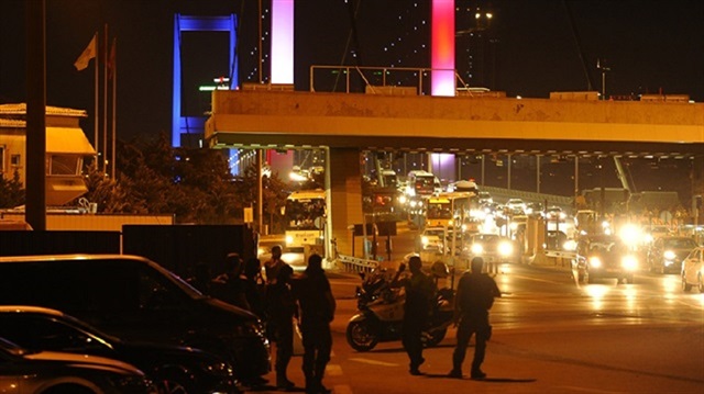 The July 15 Martyrs Bridge on the night of the coup. 
