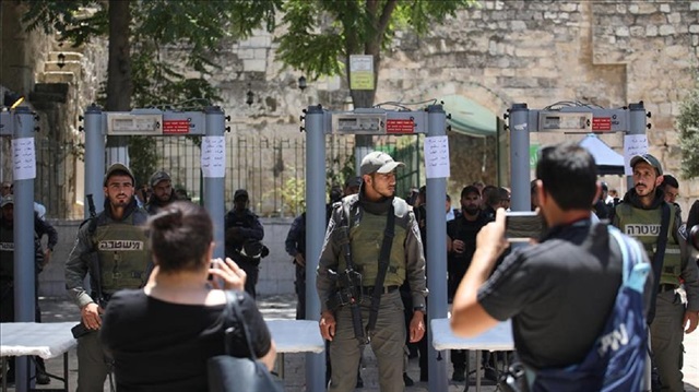 Metal detectors installed at the gates of al-Aqsa mosque