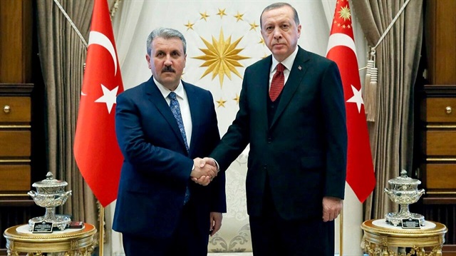 ARŞİV: Cumhurbaşkanı Erdoğan'ın BBP Genel Başkanı Destici'yi kabulünden.