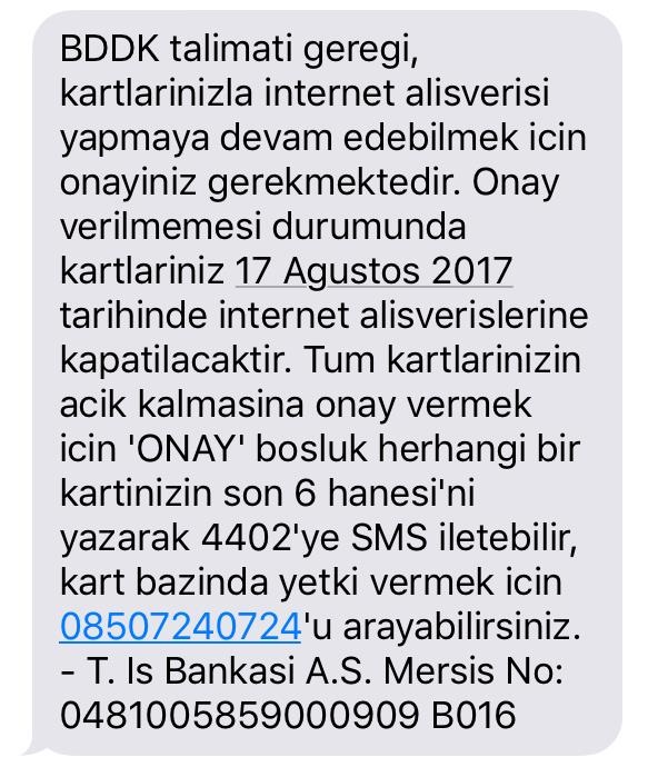 is bankasi kredi karti internet kullanimina acma islemleri 2017 yeni safak