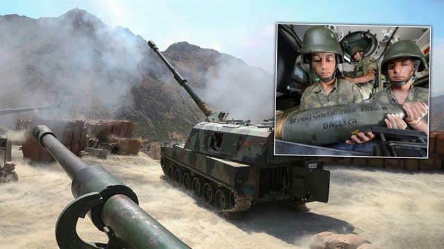 PKK hedefleri 'İyi ki varsın Eren Bülbül' yazılı mermilerle vuruldu. 
