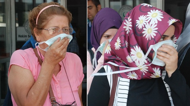 Hastane içerisinde bulunan vatandaşlar kokuya karşı burunlarını kapatırken, kimisi de maske takmak zorunda kaldı. 