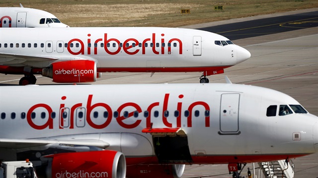 German carrier Air Berlin's aircrafts are pictured at Tegel airport in Berlin.