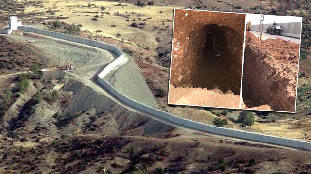 Türkiye'nin duvar örmesinden sonra sınırdan geçemeyen teröristler, 40 metrelik tünel kazdı. 
