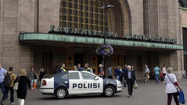 Finnish police patrol in front of the Central Railway Station, after stabbings in Turku, in Helsinki, Finland August 18, 2017.