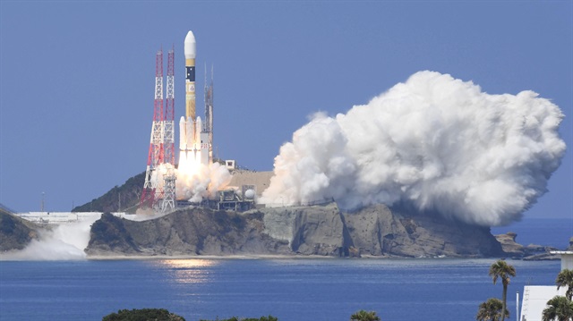 A H-IIA rocket carrying Michibiki 3 satellite, one of four satellites that will augment regional navigation systems