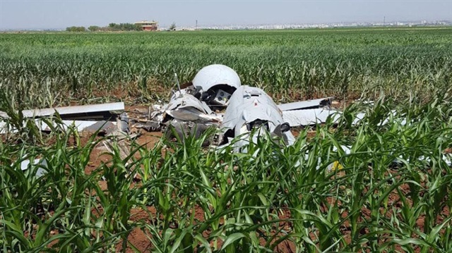 Şanlıurfa'da insansız hava aracı mısır tarlasına düştü. 