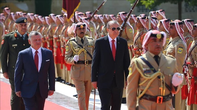 President of Turkey, Recep Tayyip Erdogan (R) and Abdullah II (L) of Jordan, Raghadan Palace in Amman, Jordan on August 21, 2017