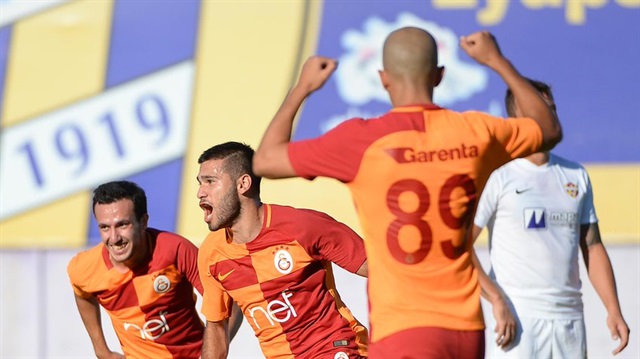 Galatasaraylı oyuncuların gol sevinci.