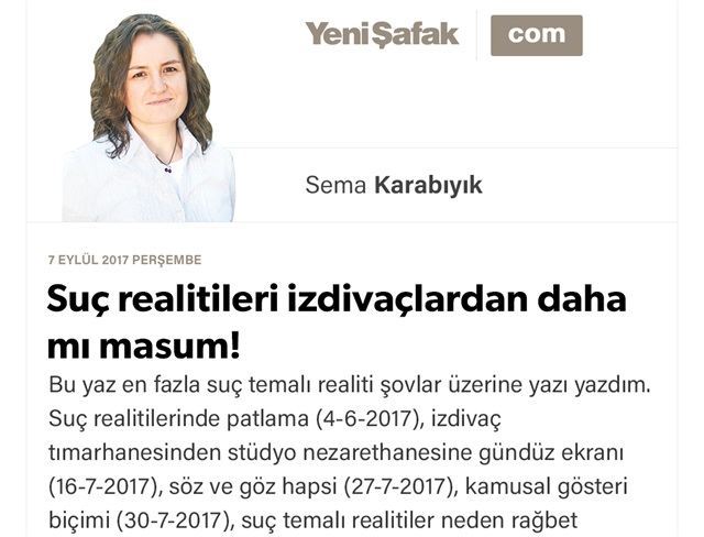 Suç realitileri izdivaçlardan daha mı masum!