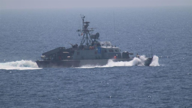 One of the five military vessels from Iran's Revolutionary Guard Corps