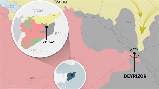 Terör örgütü DEAŞ, Suriye-Irak sınırındaki Deyrizor ilinde PKK/PYD karşısında çatışmaksızın iki günde yaklaşık 45 kilometre çekildi.

