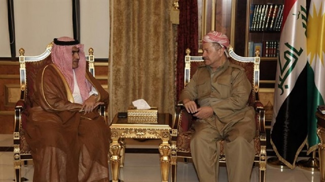 Irak Kürt Bölgesel Yönetimi (IKBY) Başkanı Mesut Barzani, Suudi Arabistan'ın Körfez İşlerinden Sorumlu Devlet Bakanı Tamir es-Subhan'la bir araya geldi.
