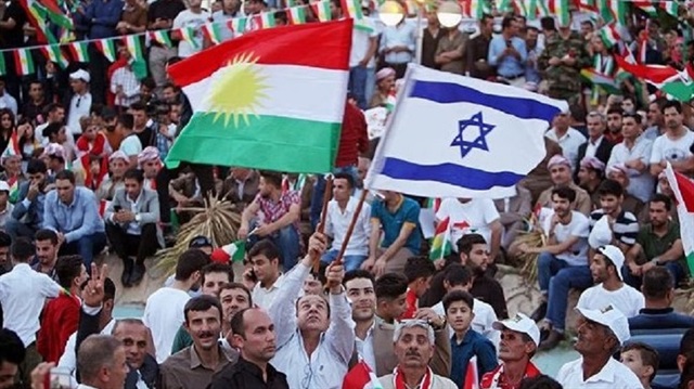 Erbil'de düzenlenen kutlamalarda İsrail bayrakları dalgalandı.