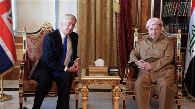 U.K. Defense Minister Fallon (L), KRG President Masoud Barzani